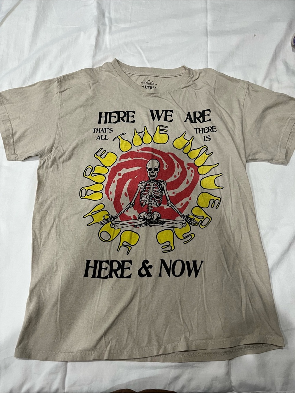 Altru Beige Graphic Short-Sleeve Tee with Red & Yellow Artwork